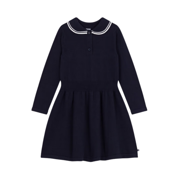 Navy Peter Pan Collar Knit Dress