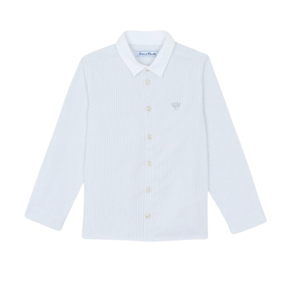 Light Gray Striped Collared Shirt