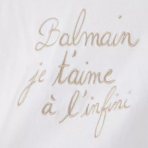 White Embroidered Cursive Logo Tee