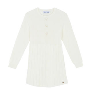 Ivory Pleated Knit Dress