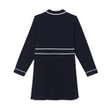 Navy with White Trim Collar Pleated Dress