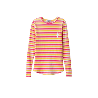 Raspberry Stripe Rib Tee