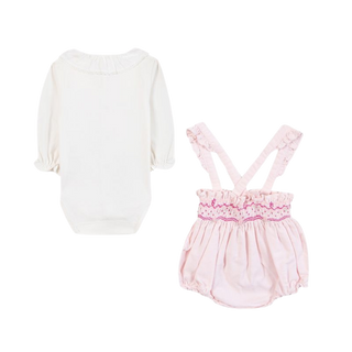 Pale Pink Baby Overall Short Set
