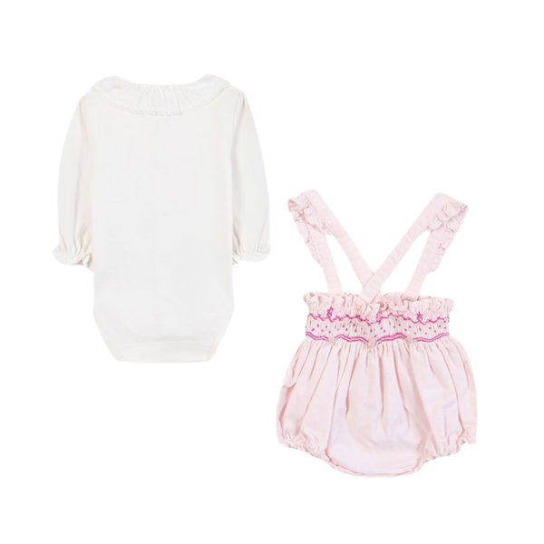 Pale Pink Baby Overall Short Set