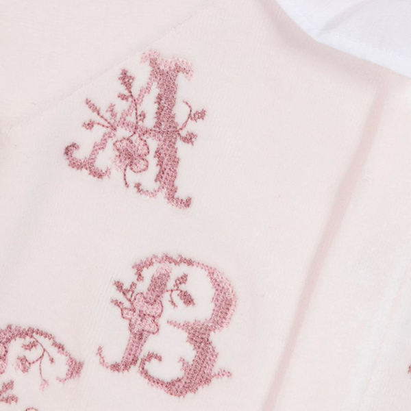 Pale Pink Embroidered A B C Footie