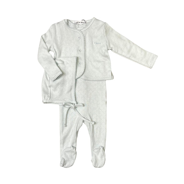 Light Blue Pointelle Layette Set