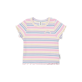 Multicolor Rainbow Stripe Ribbed Tee