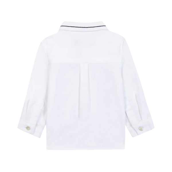 White with Navy Detail Baby Collared Shirt