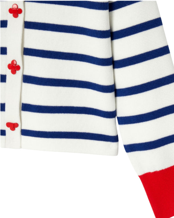White and Blue Alysse Striped Cardigan