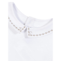 White with Grey Embroidered Collar Long Sleeve Onesie