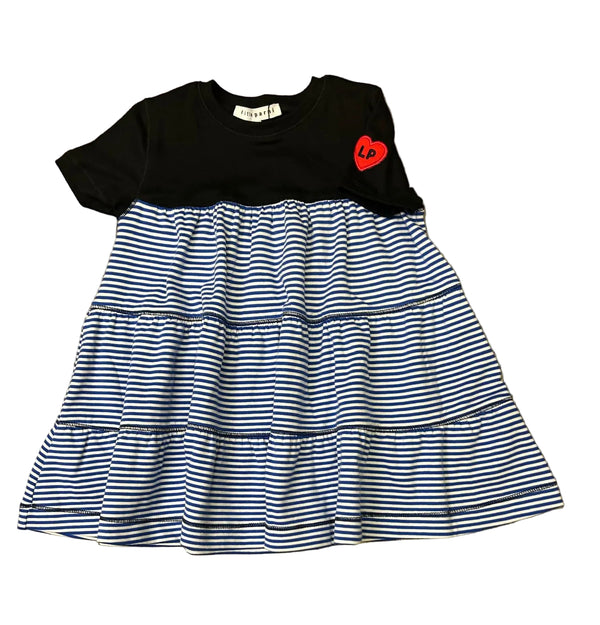 Royal Blue and White Short Sleeve Dress