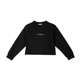 Black Stella Signature Embroidery Crewneck