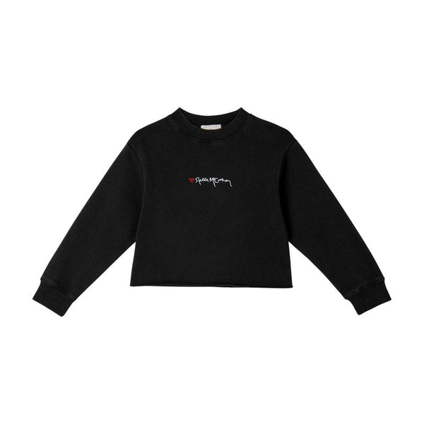 Black Stella Signature Embroidery Crewneck