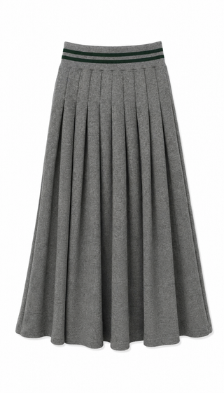 Charcoal Grey Jersey Pleated Maxi Skirt