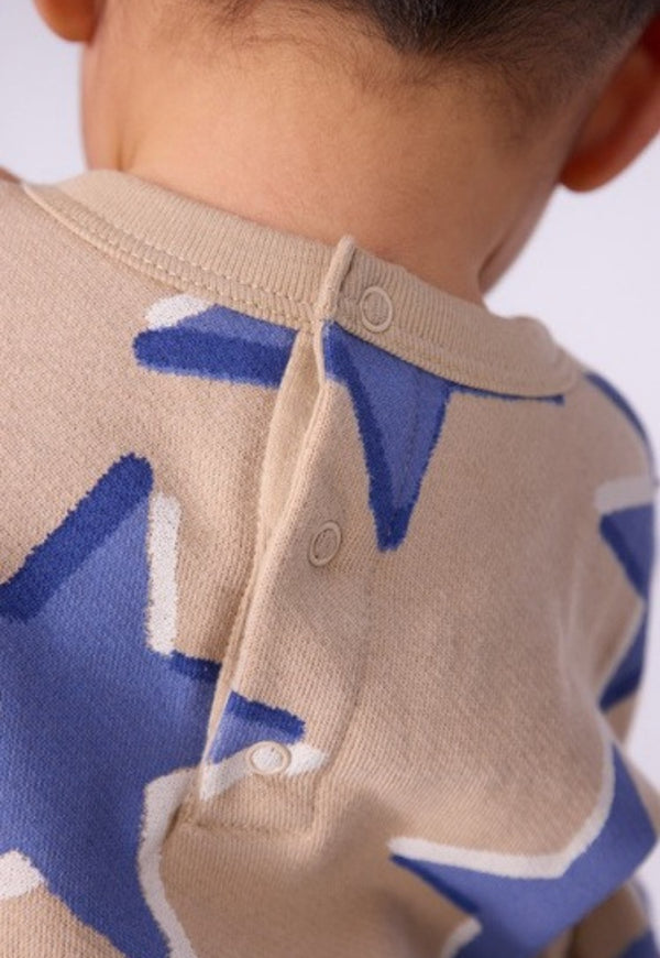 Baby Beige with Blue Stars Crewneck