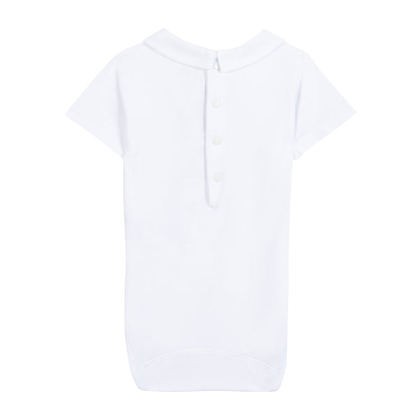 White with Light Blue Surfboard Collar Onesie