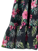 Black Jungle Flower Print Midi Dress