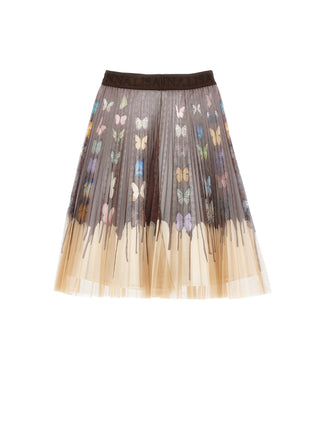 Multicolor Butterfly Pleated Skirt