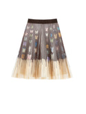 Multicolor Butterfly Pleated Skirt