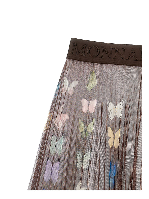 Multicolor Butterfly Pleated Skirt