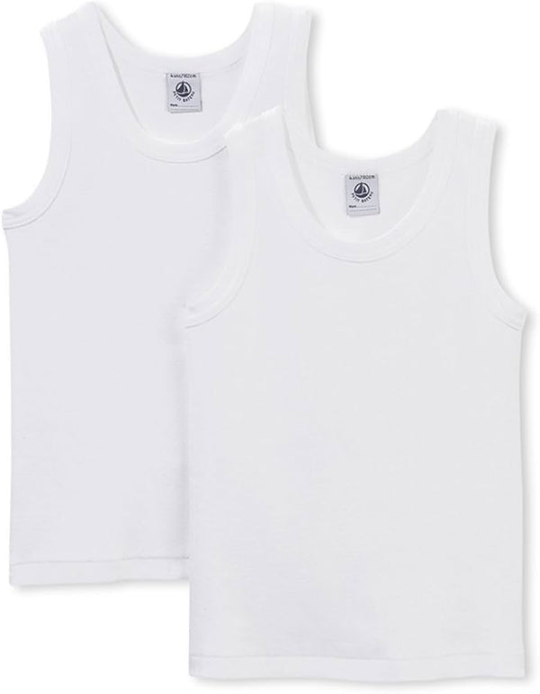 White Sleeveless Boys Undershirt