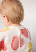 Baby White With Yellow and Pink Hearts Crewneck