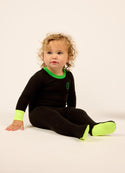 Black and Green Heartlock Neon Cuff Footie