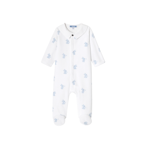 White and Blue Nuance Bunny Footie