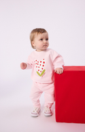 Pink Baby Polka Dot Heart Crewneck