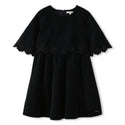 Blue Velvet Scallop Sleeve Dress