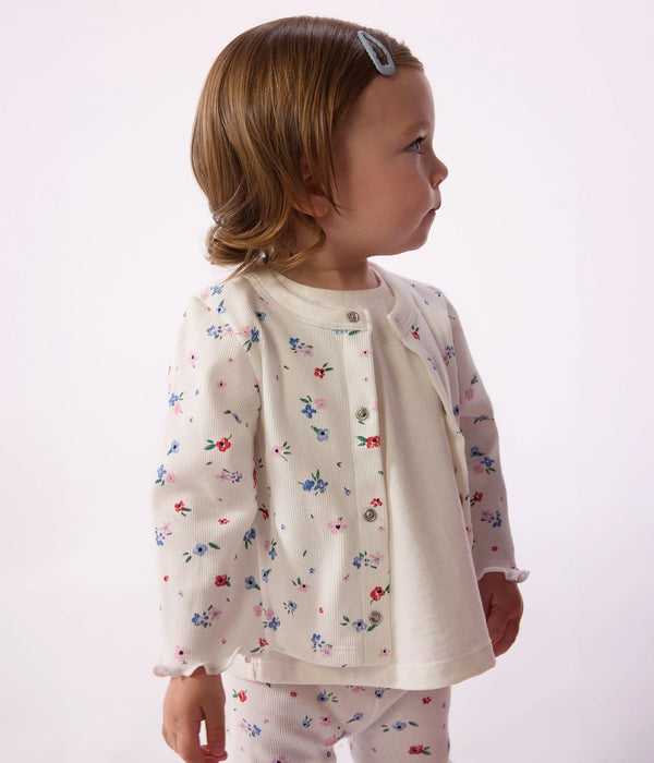 White Baby Floral Cardigan