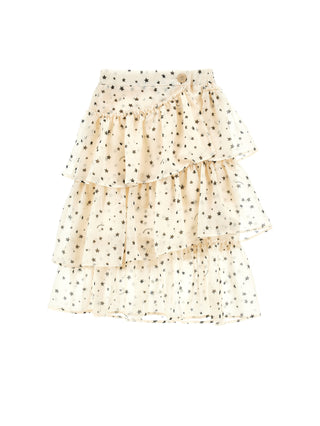 Cream with Black Stars Tiered Skirt