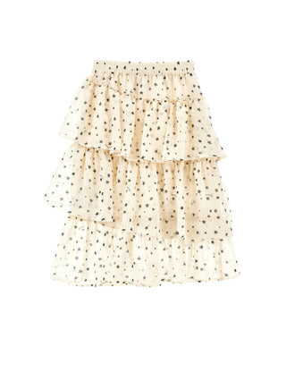 Cream with Black Stars Tiered Skirt