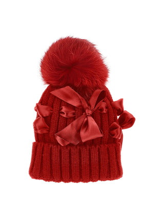 Red Knit Bow Hat