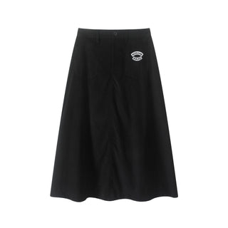 Black Corduroy Logo Skirt