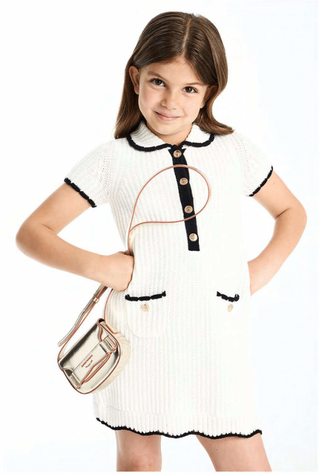 White Collared Knit Dress