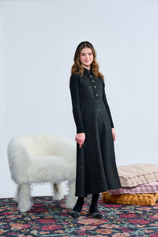 Black Sequined Gem Placket Jumper