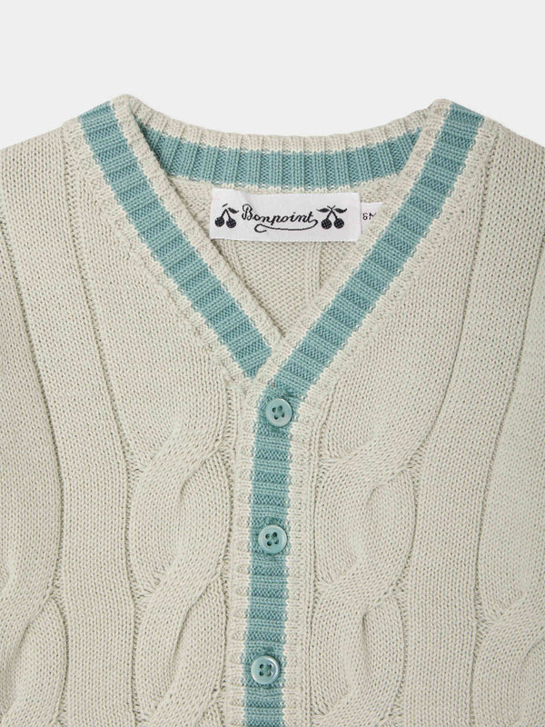 Grey and Blue Baby Cable Knit Giorginoli Cardigan