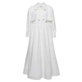 White Embroidered Crepe Dress