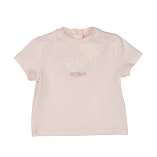 Pink Baby Tonal Embroidered Logo Tee