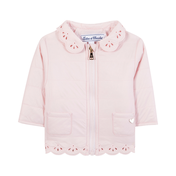 Pale Pink Frill Puffer Jacket