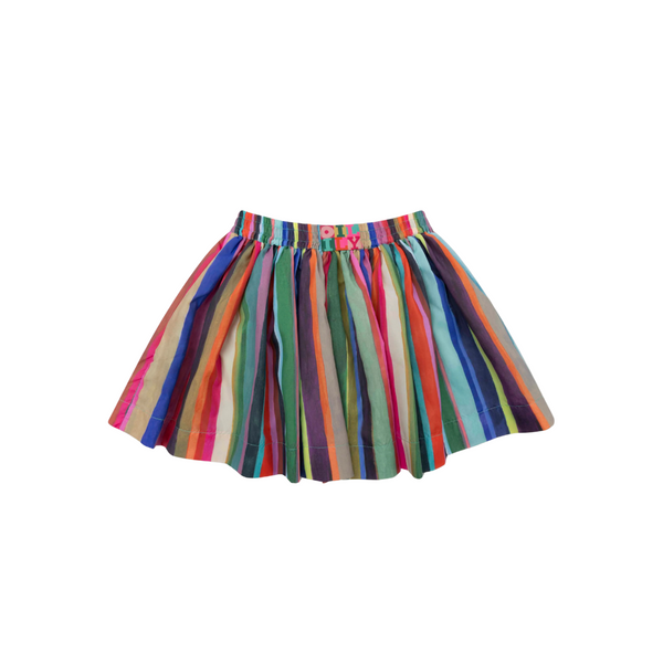 Multicolor Striped Drawstring Skirt