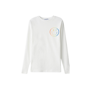 White Rib Rainbow Smiley Tee