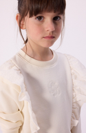 Cream Eyelet Ruffle Crewneck