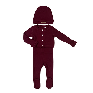 Burgundy Baby Rhinestone Set with Bonnet