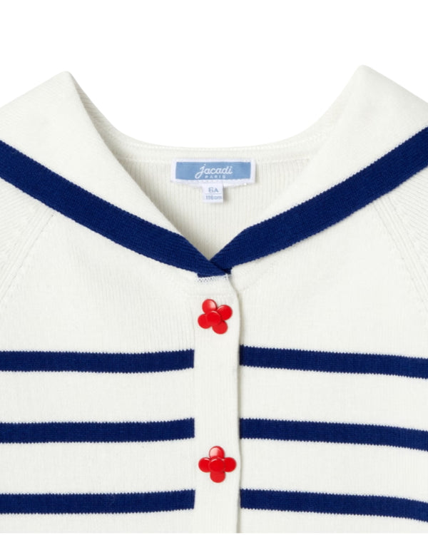 White and Blue Alysse Striped Cardigan