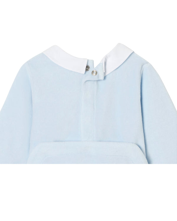 Blue Dessin Collar Footie