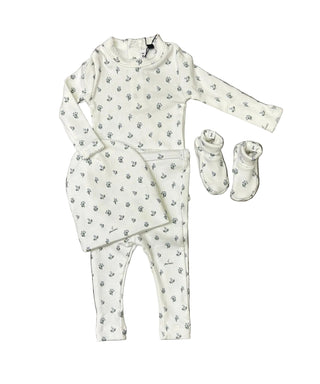 Light Blue Floral Onesie and Legging Set