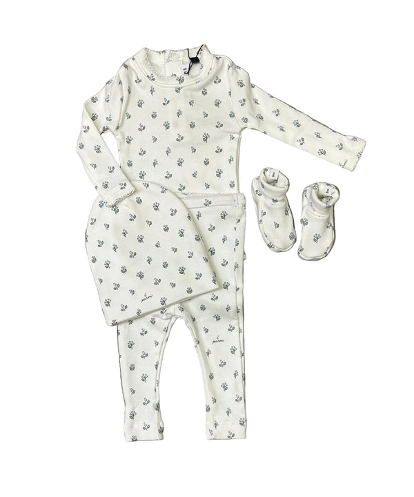 Light Blue Floral Onesie and Legging Set