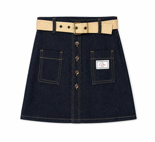 Blue Denim Belted Skirt